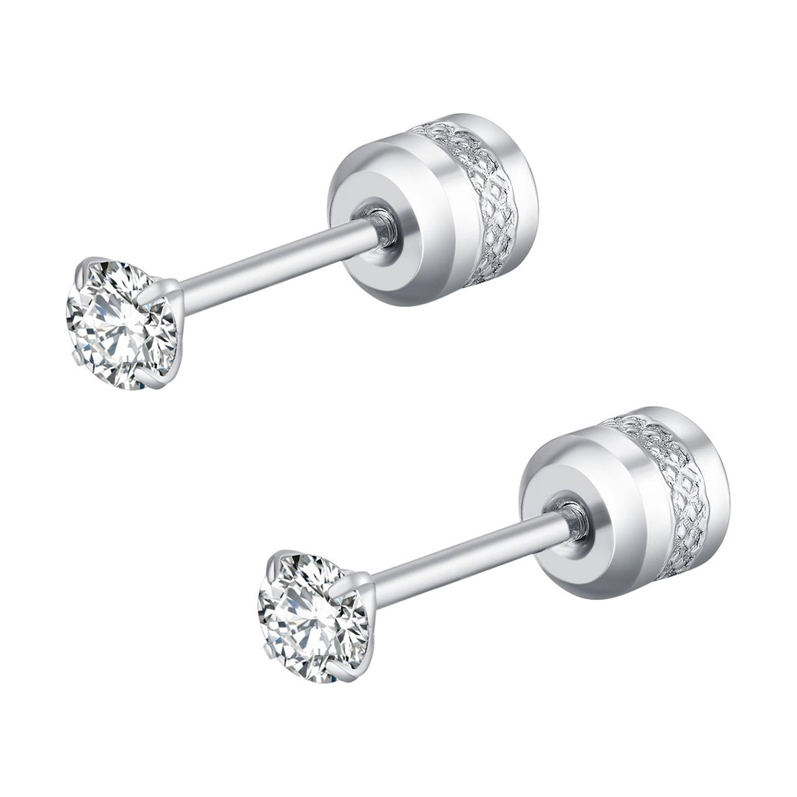 Lady Pack Of Titanium Screw Back Earrings For Sensitive Ears Titanium Steel Thin Cylinder Encrusted Earrings Earrings Trendy Small Hoops Earrings Self Piercing Earrings Hoops Hold Hoops Earrings Drop